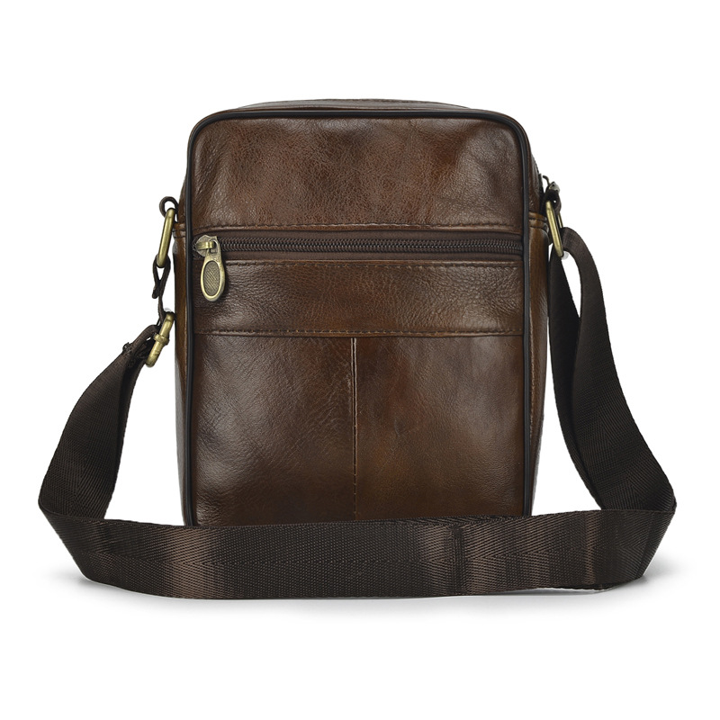 Autumn and Winter New Genuine Leather Business Men's Bag Shoulder Bag Men's Crossbody Bag Top Layer Cowhide Casual Bag Boutique Vertical Back