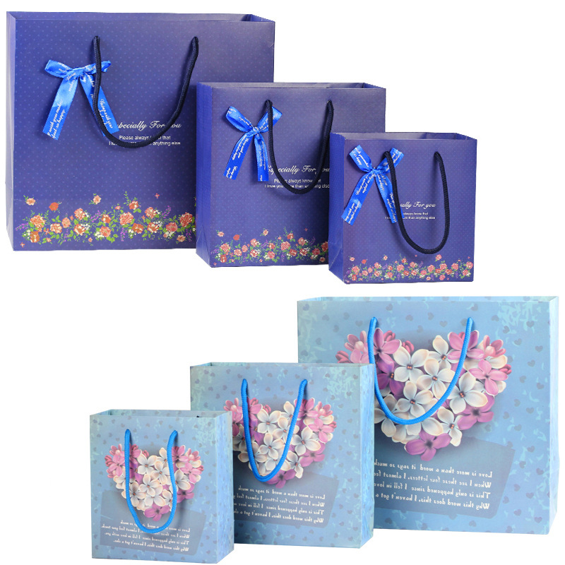Floral creative gift gift bag portable packaging bag clothing store handbag gift bag wholesale small paper bag
