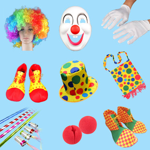 Halloween clown dress clown smiley face mask bow tie sponge nose bag shoes clown wig performance props