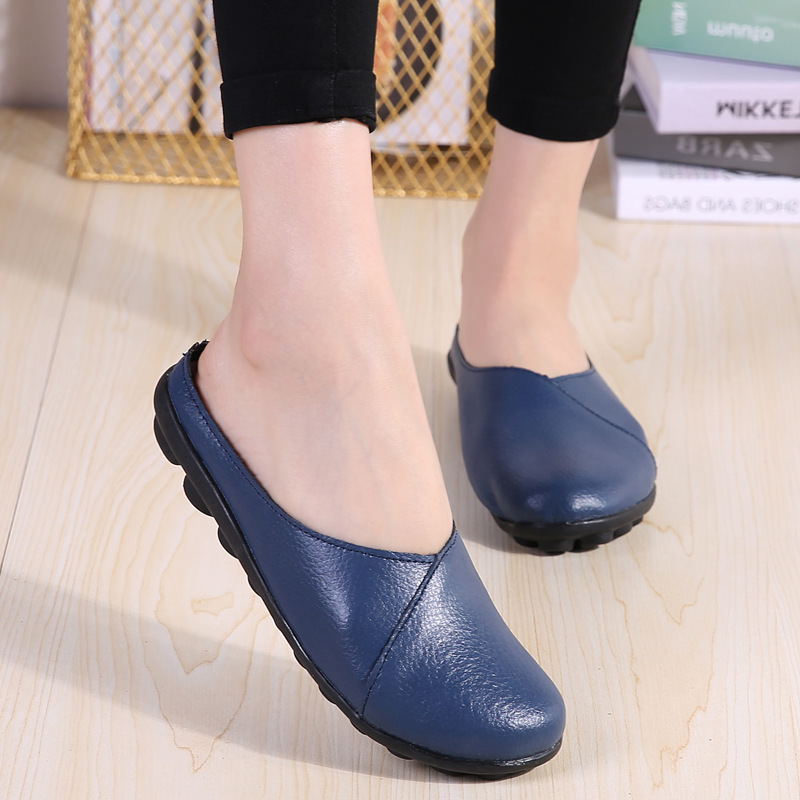 Cross-border 2019 Spring and Autumn New Low-top Flat Bean Women's Shoes Large Size Casual Half Slippers Source Manufacturers