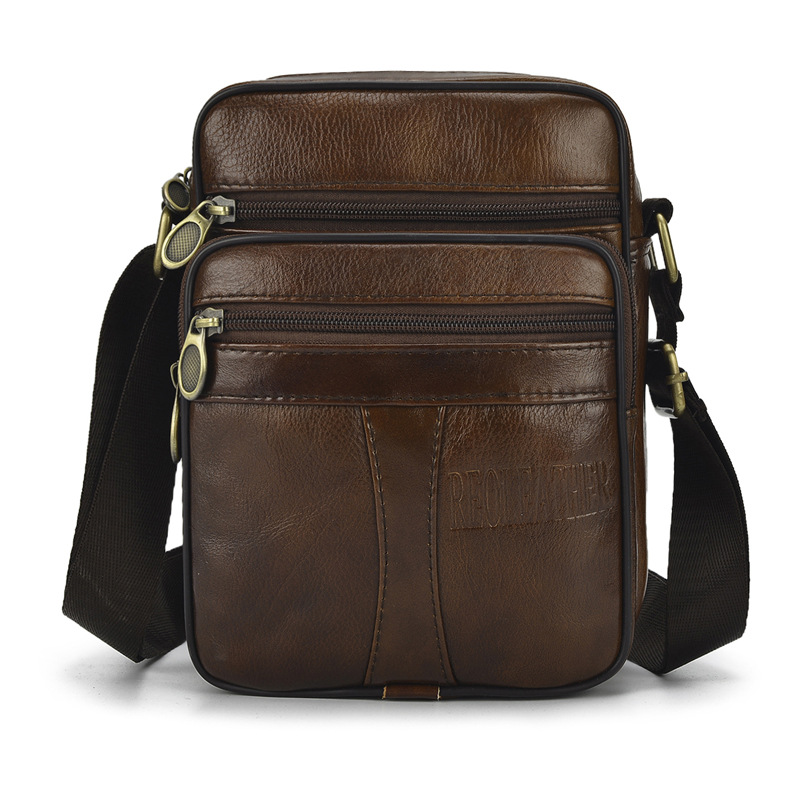 Autumn and Winter New Genuine Leather Business Men's Bag Shoulder Bag Men's Crossbody Bag Top Layer Cowhide Casual Bag Boutique Vertical Back