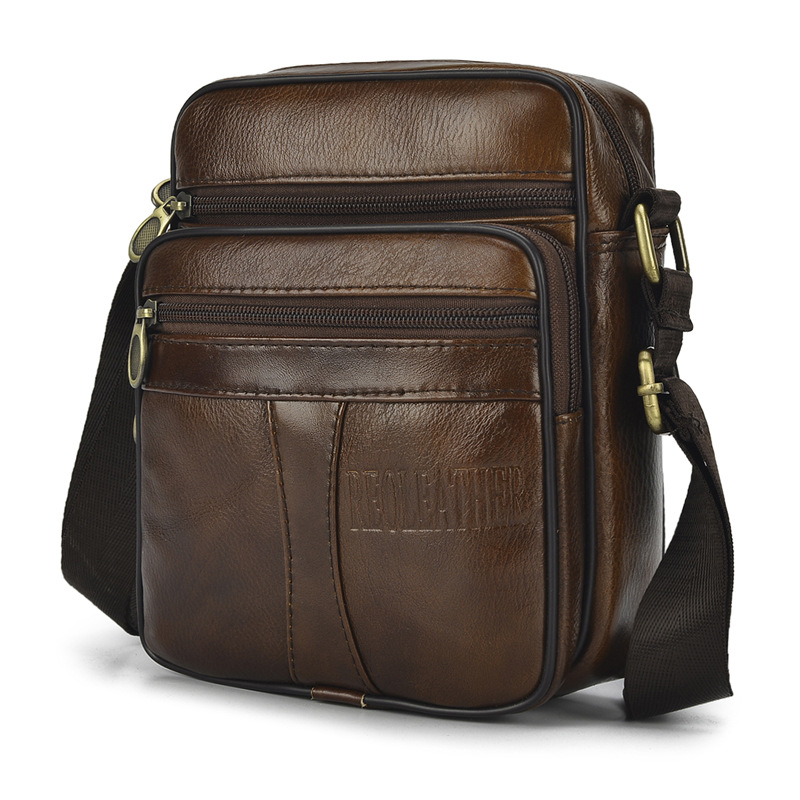 Autumn and Winter New Genuine Leather Business Men's Bag Shoulder Bag Men's Crossbody Bag Top Layer Cowhide Casual Bag Boutique Vertical Back