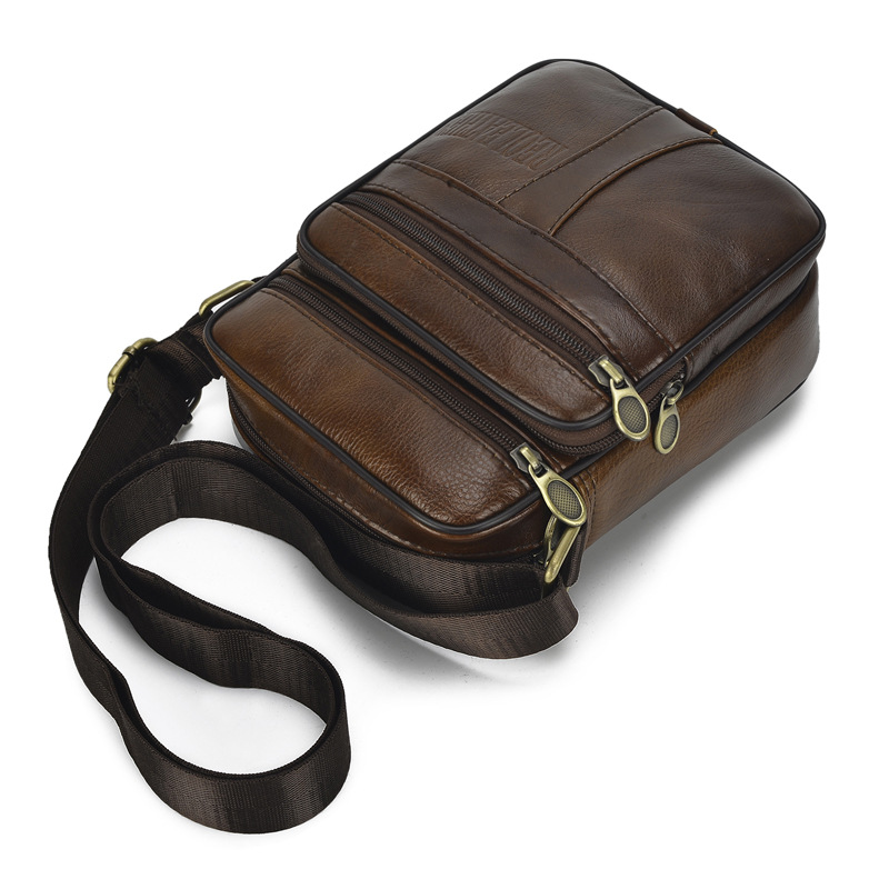 Autumn and Winter New Genuine Leather Business Men's Bag Shoulder Bag Men's Crossbody Bag Top Layer Cowhide Casual Bag Boutique Vertical Back
