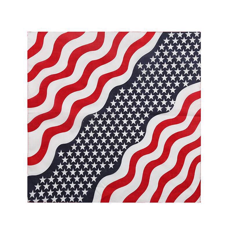 American Flag Square Square Cotton Printed Big Handkerchief Multifunctional Bicycle Turban Scarf Wholesale Independence Day Cross Border