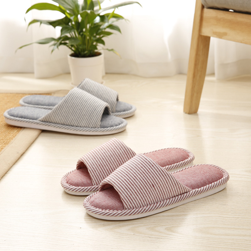 Factory Goods Couple Cotton Drag Women's Summer Linen Home Indoor Wood Floor Soft Bottom Casual Anti-Slip Shoes Spring and Autumn