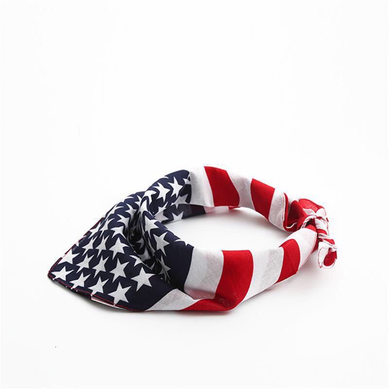 American Flag Square Square Cotton Printed Big Handkerchief Multifunctional Bicycle Turban Scarf Wholesale Independence Day Cross Border