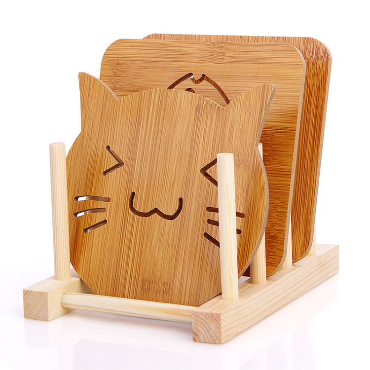 Hollow Wooden Coaster Kitchen Tableware Thickened Anti-scald Heat Insulation Mat Placemat Non-slip Pot Bowl Plate Mat