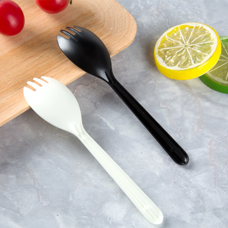 Independent packaging disposable thick plastic fork spoon ice cream spoon lasagna lunch box spoon 100 pieces