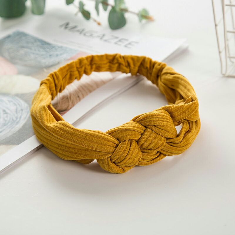 Korean Style Chinese Knot Wide-brimmed Cross Hair Band Knitted Middle Knot Hair Band Makeup Wash Hair Band Foreign Trade Hair Accessories
