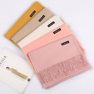 Solid color cashmere scarf women's autumn and winter explosions 220g classic light plate monochrome tassel Joker warm shawl gift