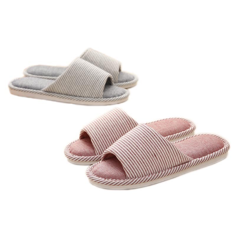 Factory Goods Couple Cotton Drag Women's Summer Linen Home Indoor Wood Floor Soft Bottom Casual Anti-Slip Shoes Spring and Autumn