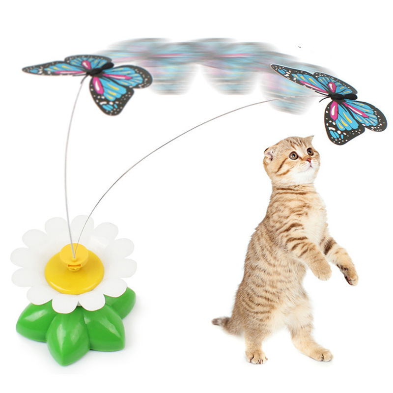 Factory direct electric bird around flowers pet toy cat flying butterfly cat stick wholesale
