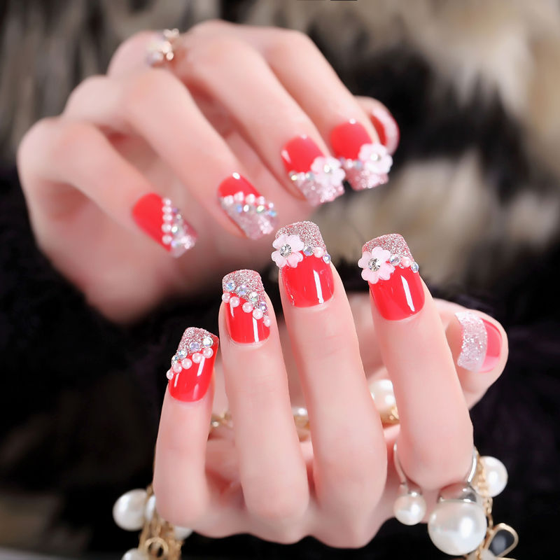 24 pieces boxed bridal manicure fake nail nail nail nail patch nail patch studio photo nail piece wholesale
