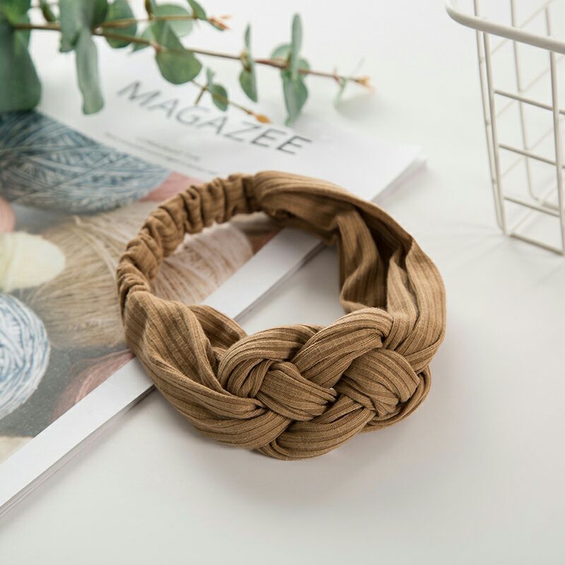 Korean Style Chinese Knot Wide-brimmed Cross Hair Band Knitted Middle Knot Hair Band Makeup Wash Hair Band Foreign Trade Hair Accessories