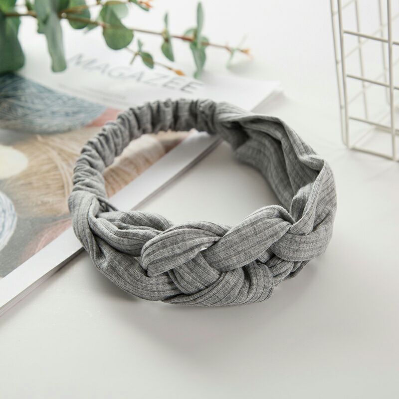 Korean Style Chinese Knot Wide-brimmed Cross Hair Band Knitted Middle Knot Hair Band Makeup Wash Hair Band Foreign Trade Hair Accessories