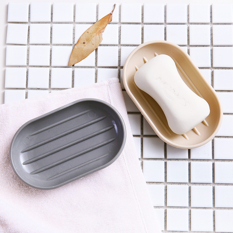 Oval Soap Box Toilet Portable with Lid Creative Household Cute Non-perforated Drain Soap Rack Travel Soap