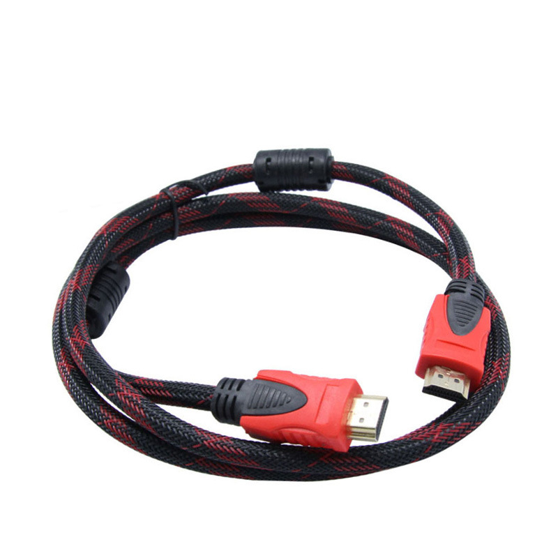 1.5 m 1.4 version red and black net double ring with woven net Computer TV set-top box Cable HDMI HD cable