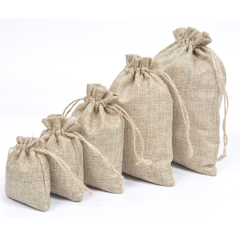 Imitation linen jewelry storage bag linen bundle pocket cotton linen packaging linen bag drawstring bag handmade soap small cloth bag