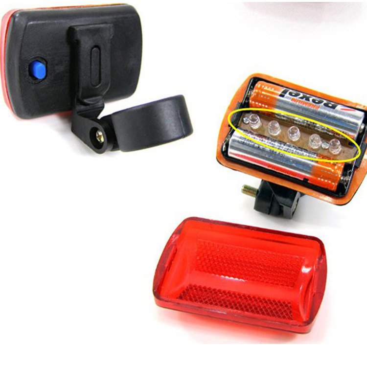 Bicycle taillight riding night riding warning bicycle 5LED square battery mountain bike taillight bicycle light