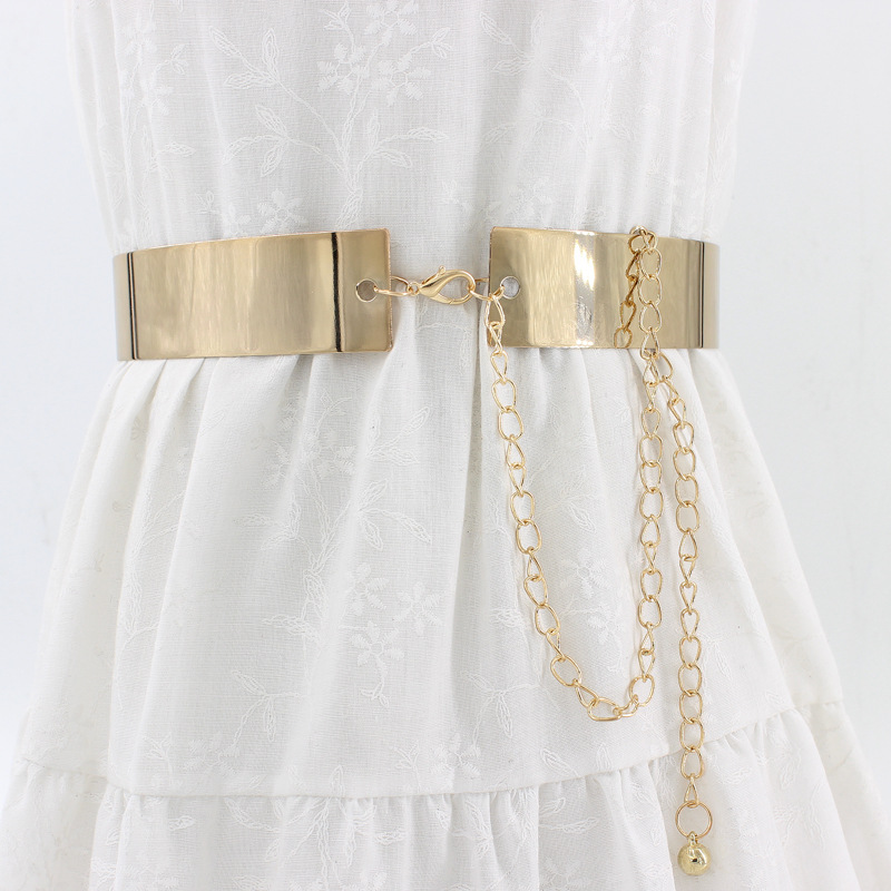 Women's European and American overcoat dress iron waist seal ladies skirt Joker metal wide accessories waist chain a variety of a generation of hair