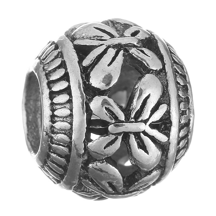 合金の透かし彫りのボールの玉はdiyの大きい穴の玉のブレスレットの部品をまとめて玉の対外貿易のアクセサリを隔てて卸売りします。|undefined
