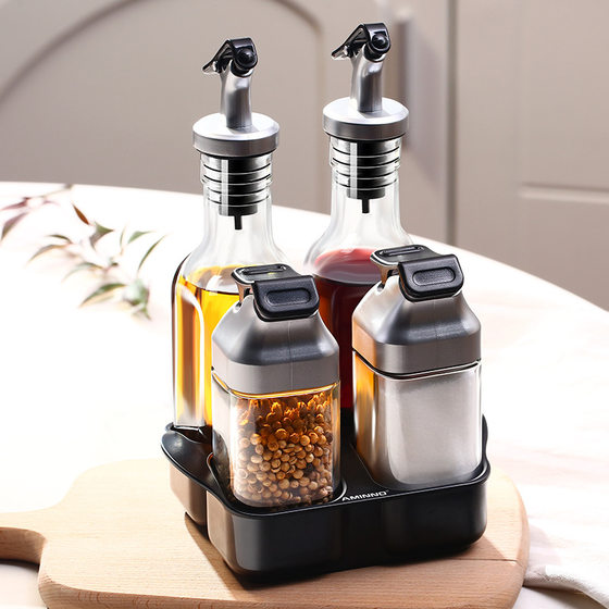 Aimino kitchen supplies Oiler glass creative solid-liquid seasoning box seasoning bottle suit wholesale