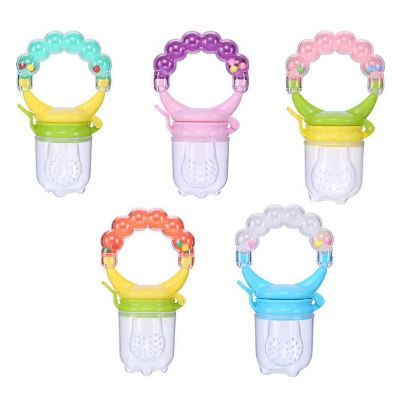 Baby silicone pacifier baby fruit and vegetable rattle bite happy Bell pacifier chewing music baby supplies