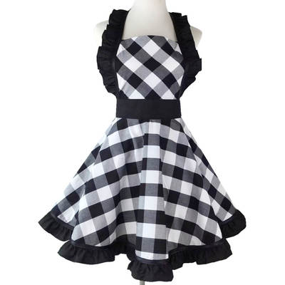 Suit wholesale retro plaid cotton apron household kitchen cleaning supplies female manicure overalls apron