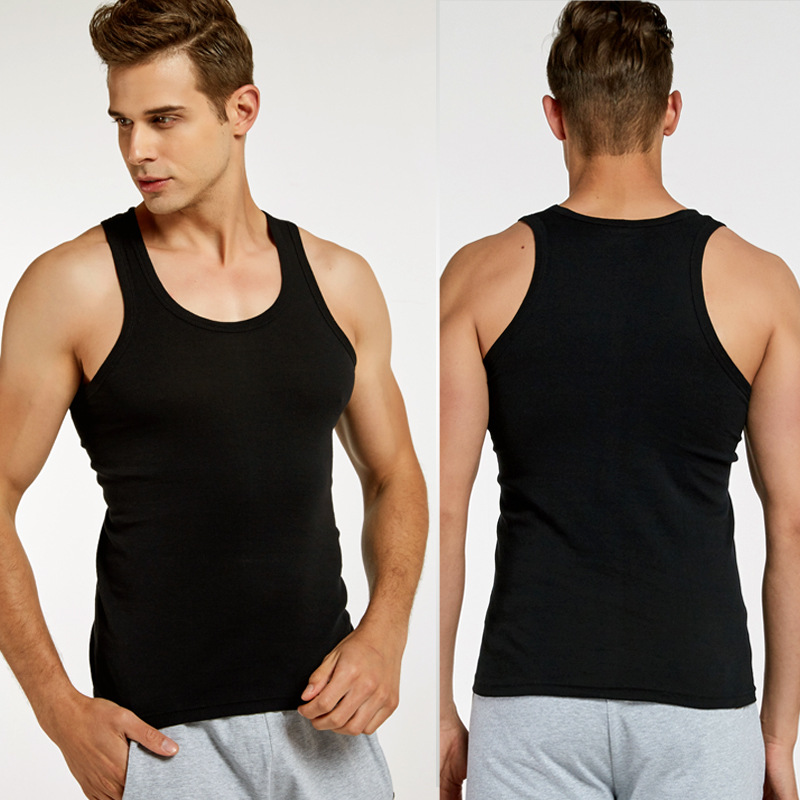 2025 summer new middle-aged men's cotton vest sports hurdle bottoming two-way vest men's summer wholesale