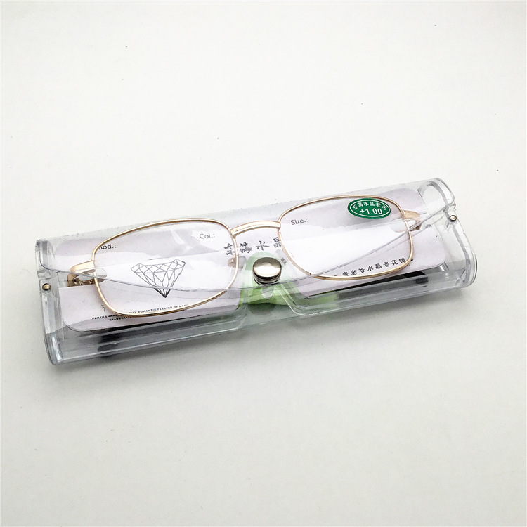 2020 New Metal Resin Tablet Presbyopic Imitation Donghai Crystal Reading Glasses with Stall Running Jianghu Old People's Mirror