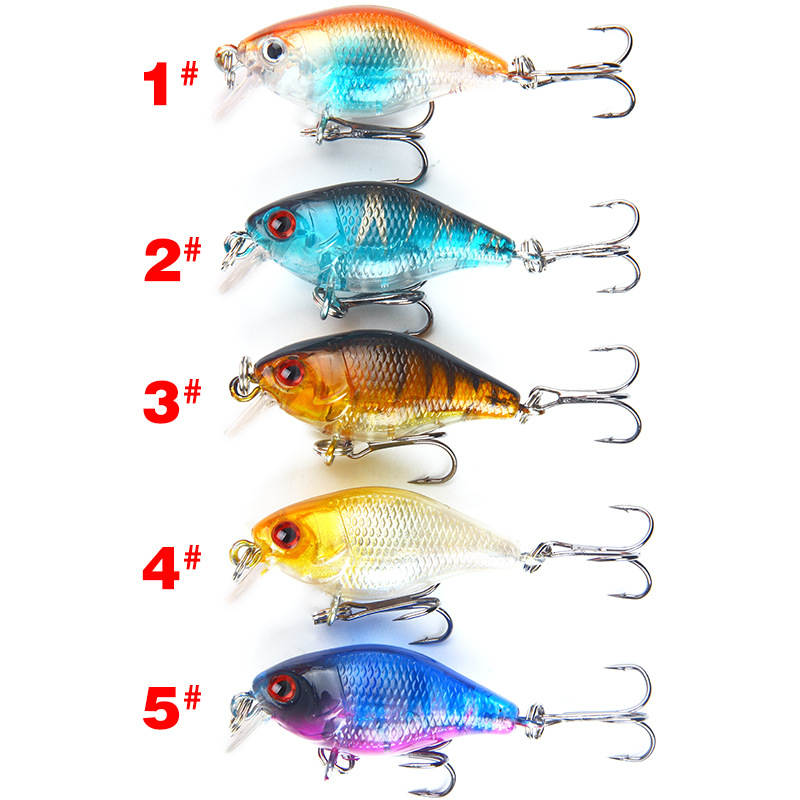 路亞餌搖滾小胖子4cm/4.6g黑色三本鈎塑料仿真假魚餌硬餌假餌漁具