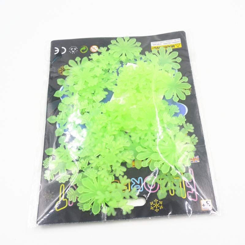 50 pieces of luminous snowflake wall stickers three-dimensional fluorescent stickers cartoon bedroom children's room decoration stickers Christmas gifts