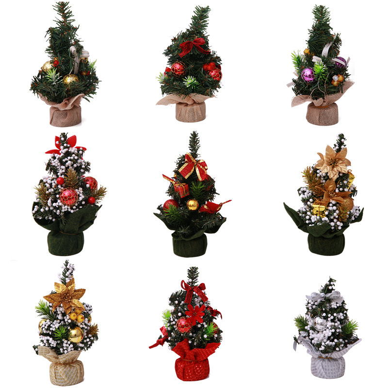 Mini small Christmas tree trumpet Christmas tree Christmas table ornaments Christmas tree decorations 20cm_voghion.com
