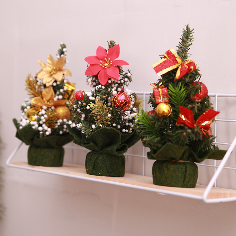 Mini small Christmas tree trumpet Christmas tree Christmas table ornaments Christmas tree decorations 20cm_voghion.com