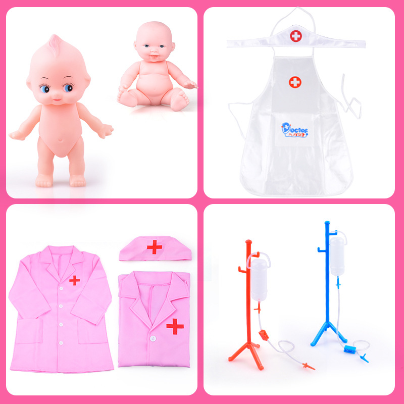 Children's clothing toddler Doctor white gown professional performance clothing kindergarten play house nurse clothing doll accessories
