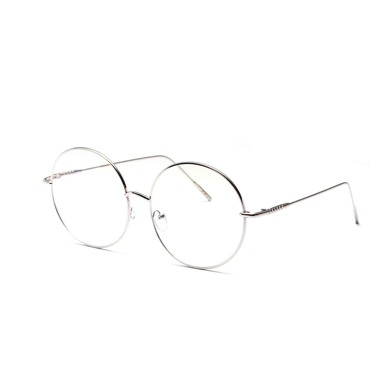 19518 Frame Metal Large Frame Round Flat Glasses Women's Korean Style Big Face Flesh Covering Vintage Thin Frame Glasses Men's