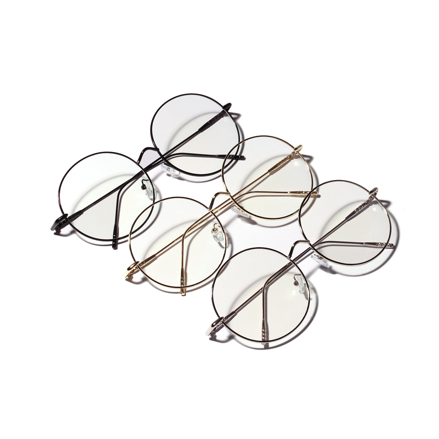 19518 Frame Metal Large Frame Round Flat Glasses Women's Korean Style Big Face Flesh Covering Vintage Thin Frame Glasses Men's