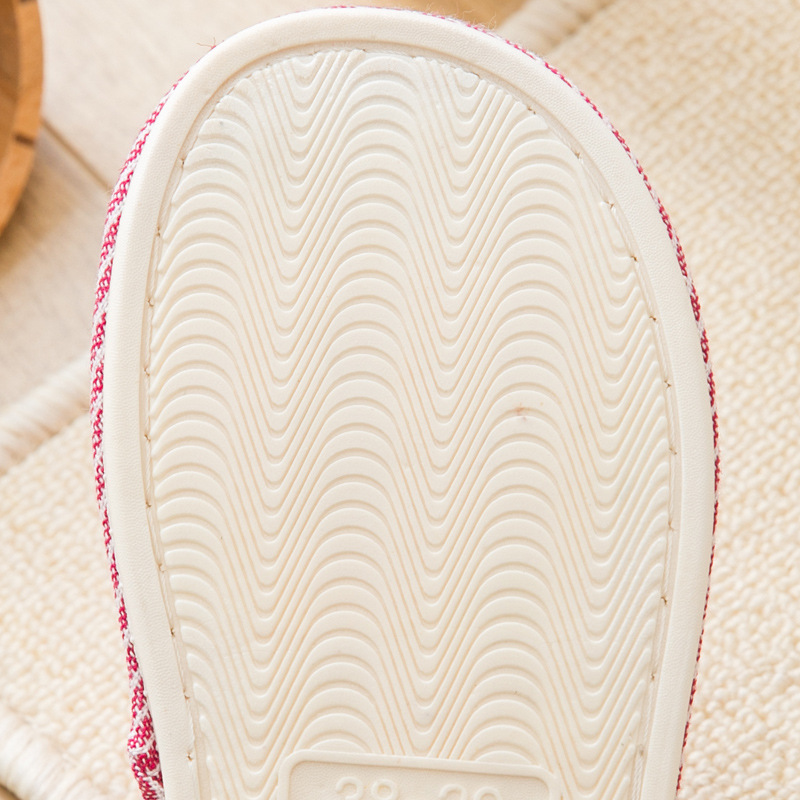 Four Seasons Home Indoor Men's and Women's Couple Cotton Slippers Striped Cotton Linen Breathable Soft Bottom Spring and Summer Japanese and Korean Wooden Floor Slippers