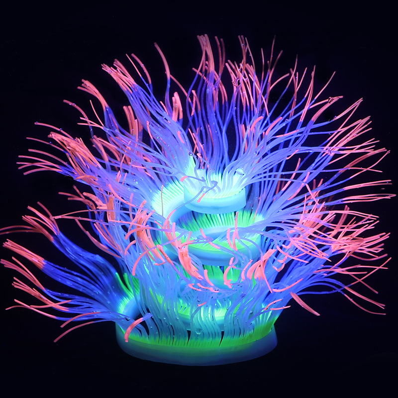 Supply cross-border e-commerce aquarium landscaping fish tank decorations silicone simulation software coral-variety anemone