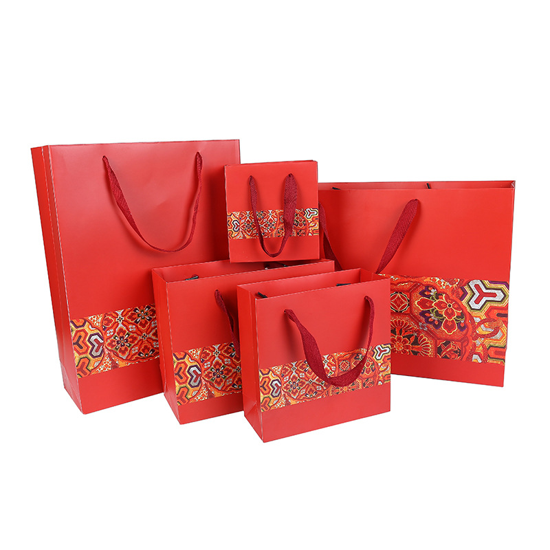 In stock Creative Chinese Style red gift bag New Year festive handbag back gift bag gift packaging bag wholesale