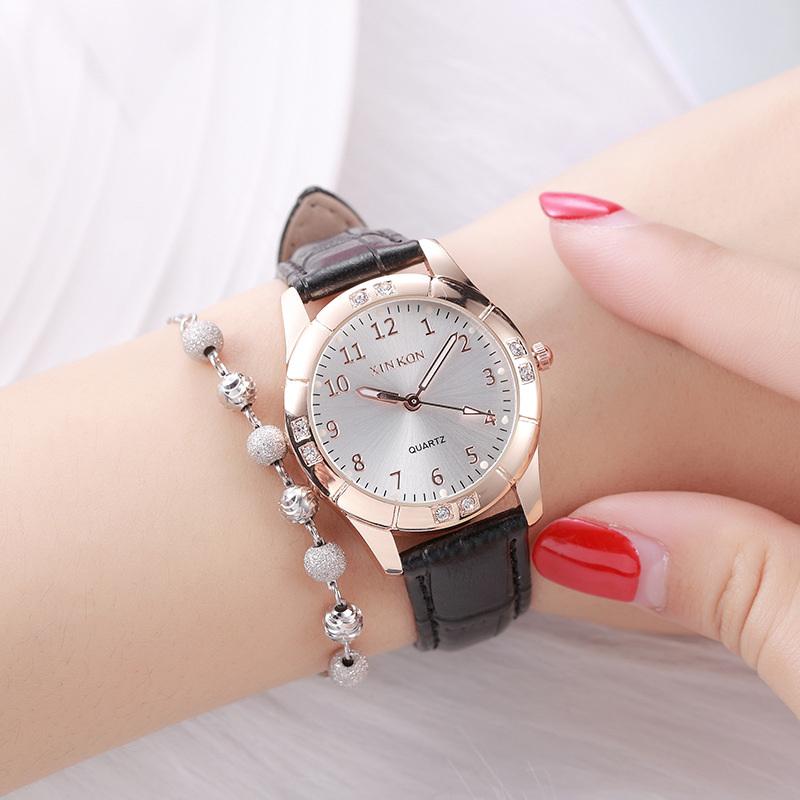 Korean Style Fashion Watch Trendy Student Watch Women's Waterproof Belt Casual Rhinestone Luminous Quartz Women's Watch