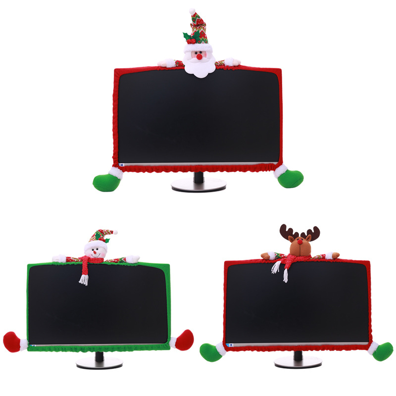 Foreign trade hot Christmas decoration supplies three-dimensional cartoon Computer cover non-woven computer dress-up factory wholesale