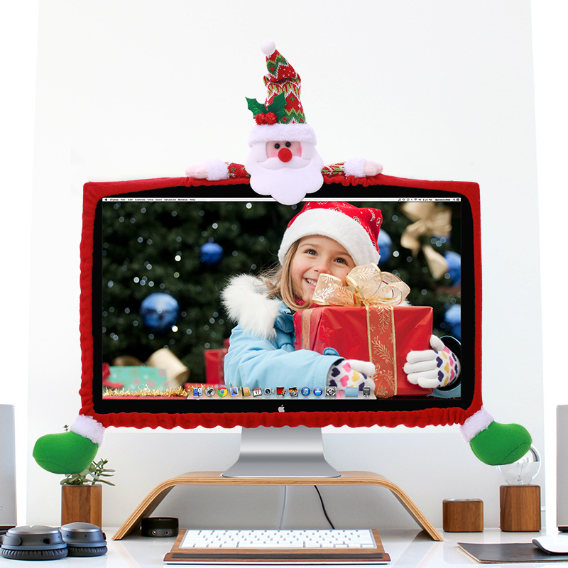 Foreign trade hot Christmas decoration supplies three-dimensional cartoon Computer cover non-woven computer dress-up factory wholesale