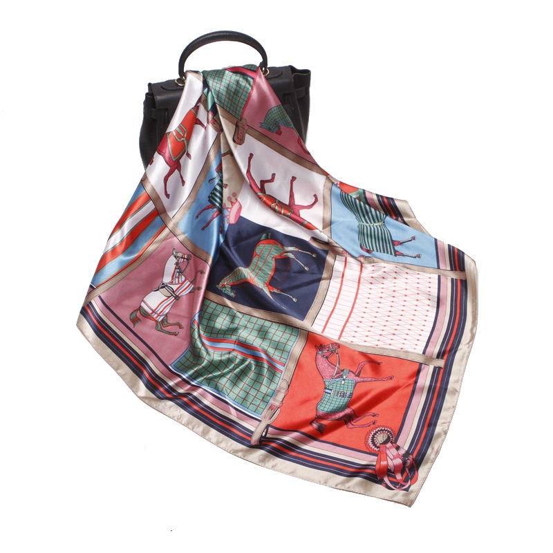 Large square 90cm ladies gift European and American scarves new scarf satin imitation silk printed shawl wholesale