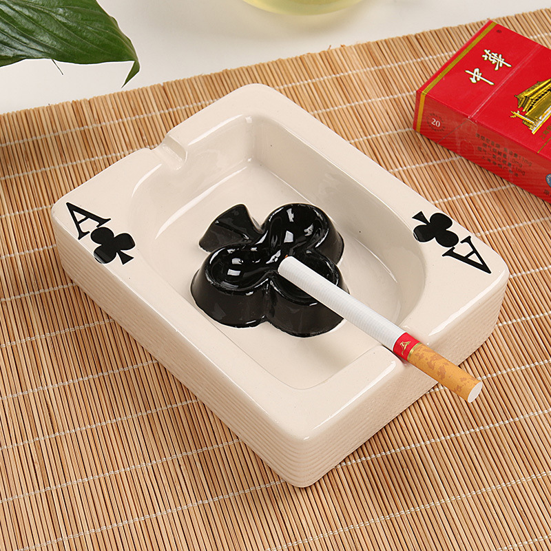 European-style Poker Creative Red Heart Square Ashtray Japanese-style American-style Hotel Living Room Dining Table Ashtray Craft Ornaments
