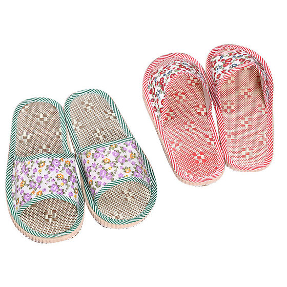 Small floral fresh straw mat linen indoor home home wooden floor men's and women's sandals and slippers sandals