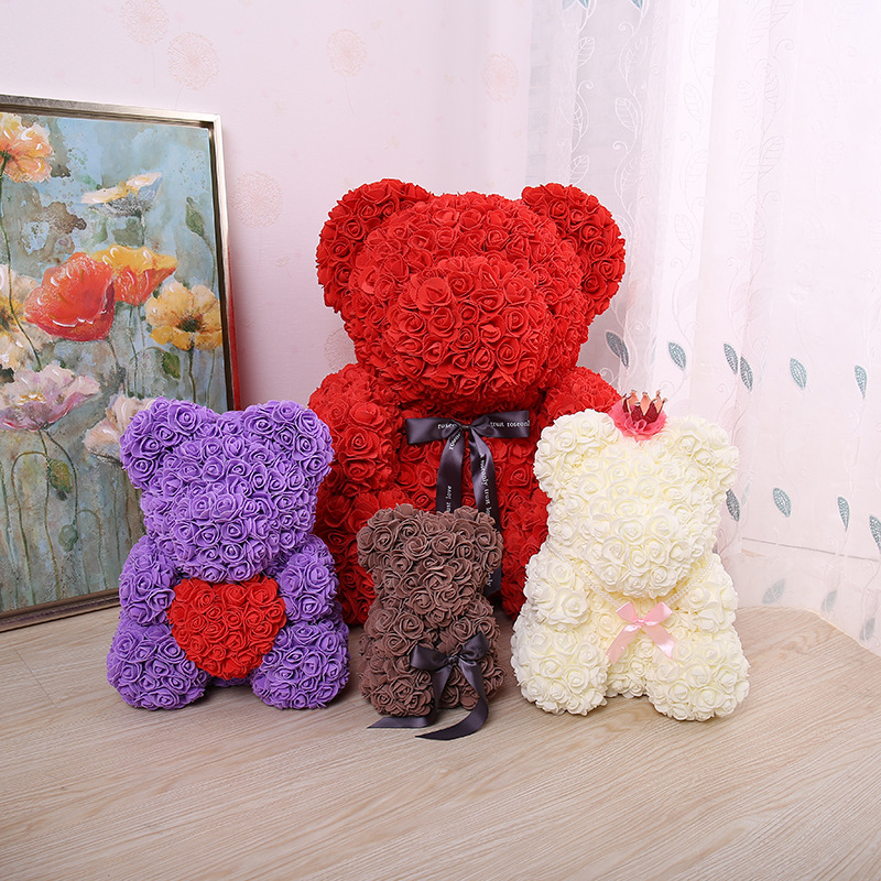 Christmas Birthday Gift Rose Bear Valentine's Day Gift for Girlfriend Mother's Day Foam Flower Rose Bear