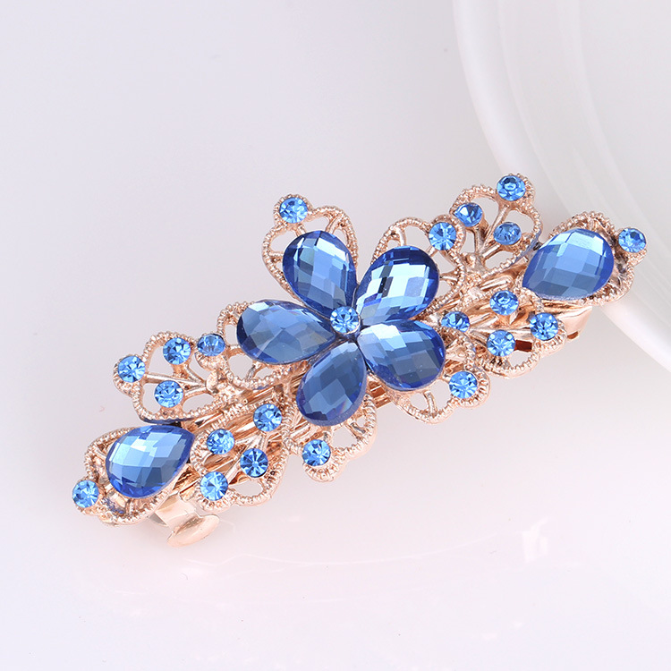 Korean style rhinestone bow hairpin headdress female pearl flower crystal hairpin spring clip small hair accessories wholesale