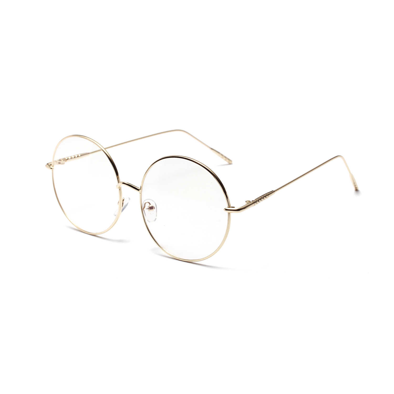 19518 Frame Metal Large Frame Round Flat Glasses Women's Korean Style Big Face Flesh Covering Vintage Thin Frame Glasses Men's