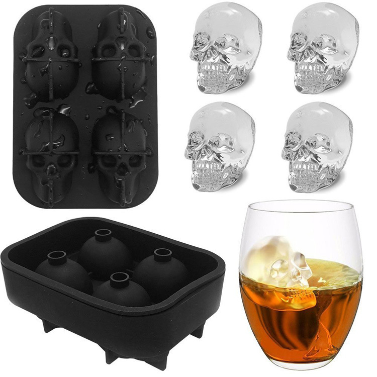 Factory explosions silicone ice cube skull ice cube 6 15 square long ice cube 6 hole round ice hockey mold